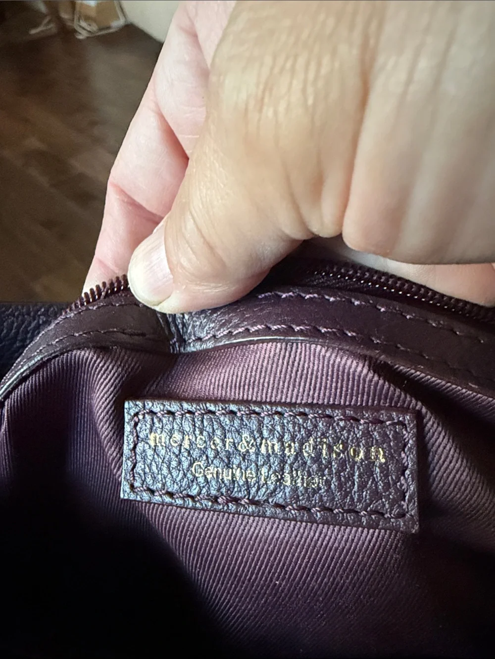 MERCER  MADISON Genuine Leather Crossbody Bag in Deep Plum Crossbody